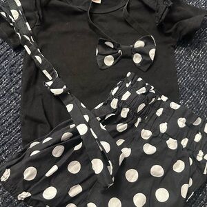🖤 Baby Polka Dot Outfit Set 9-12M Bow Tie Shorts 4 Piece Photo Outfit *